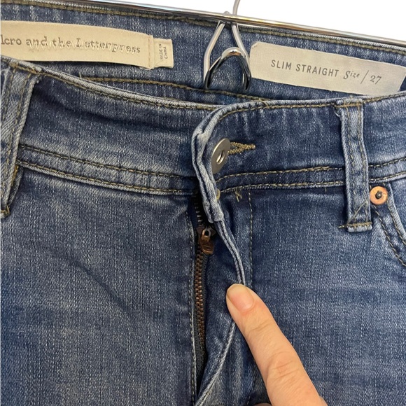 Pilcro and the Letterpress Anthropologie Slim Straight Embellished Jeans 27 - Picture 5 of 8